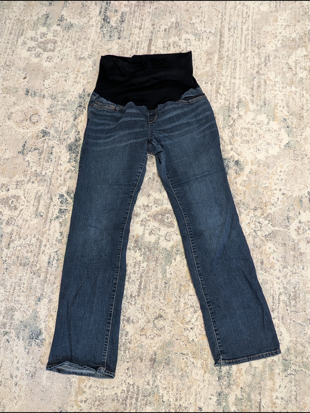 Liz Lange Dark Blue Boot Cut Maternity Jeans with Black Panel